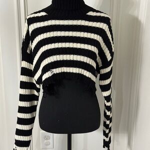 Black and White Striped Women's Sweater
